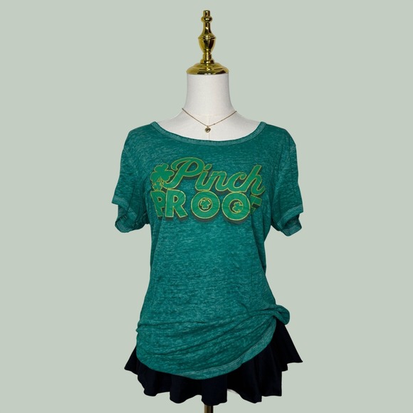 Rocker Girl Tops - rocker girl green y2k burn out tee shirt top st patricks green pinch proof 2000s